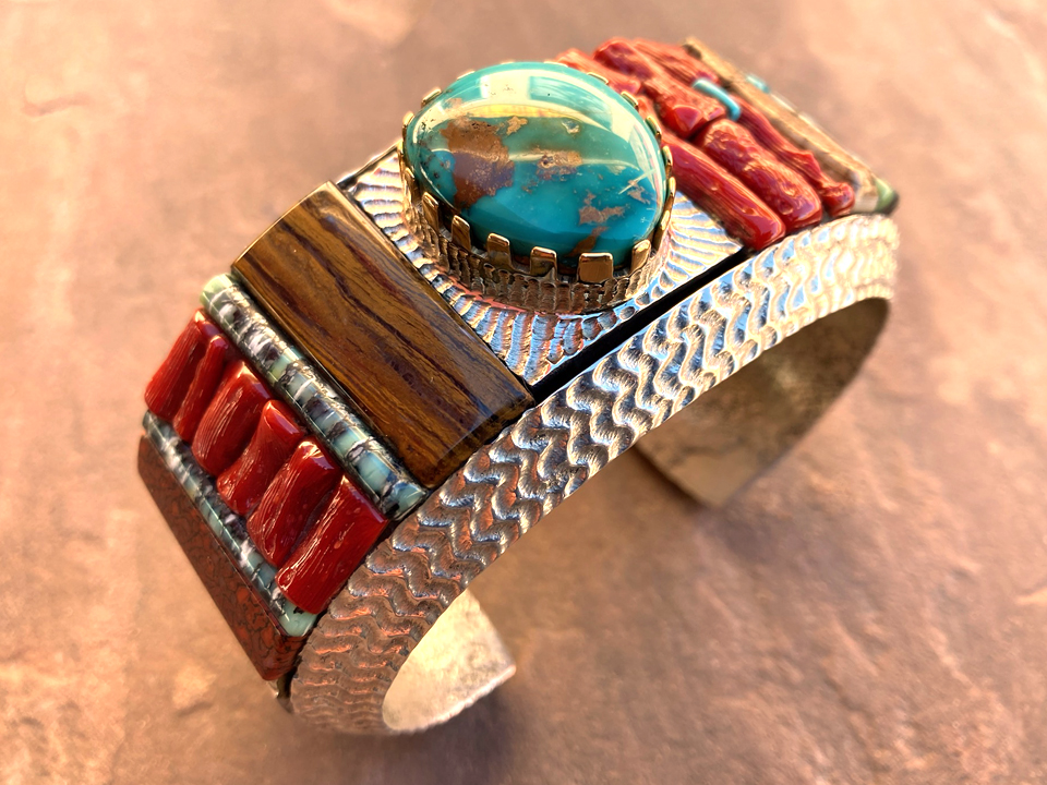 Alvin Yellowhorse Navajo Silversmith Jewelry Inlay Bracelet